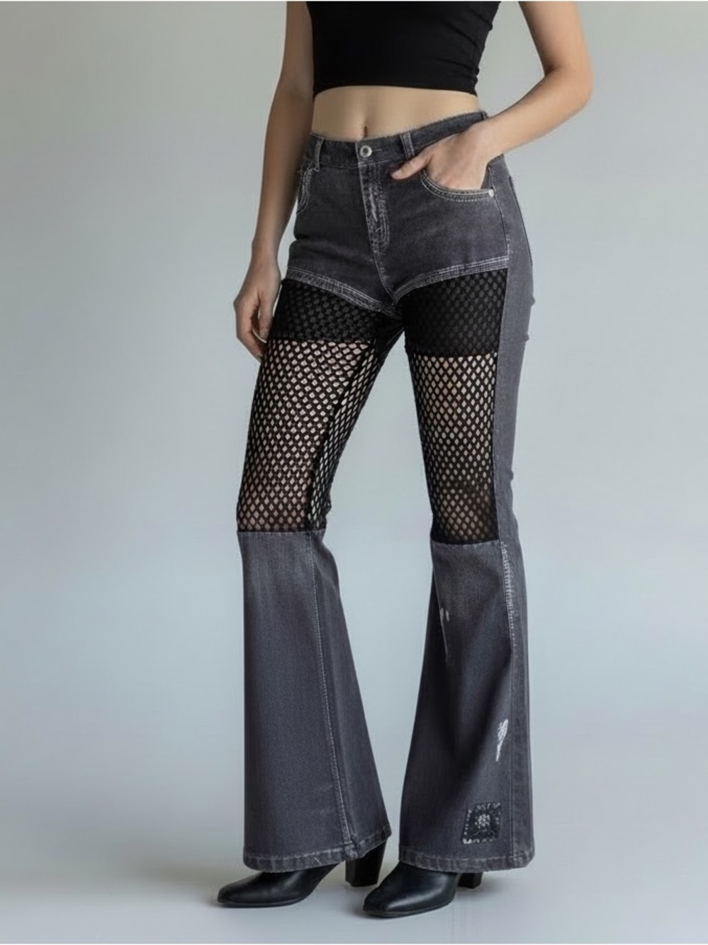 not available  Bell Bottom Flare pants fish net Country western Festival pants